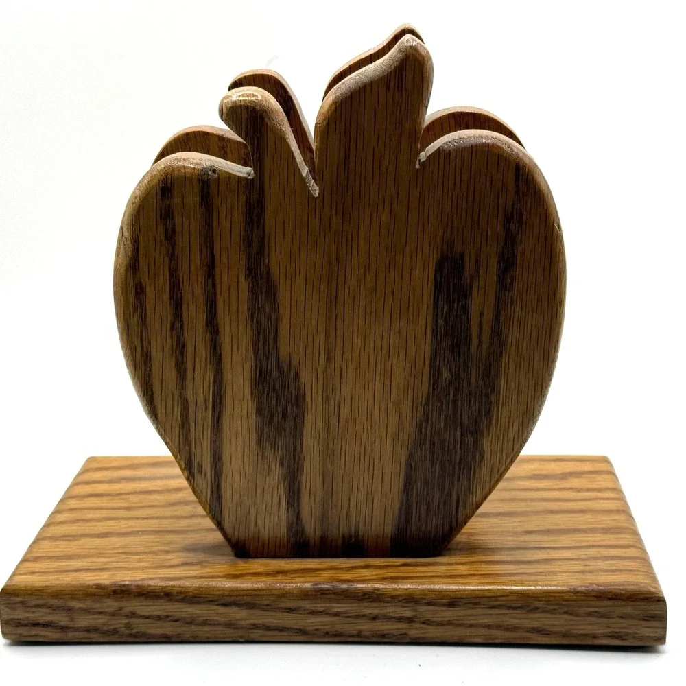 Handmade Apple Wooden Napkin Holder Kitchen Decor Cottagecore Country Wood